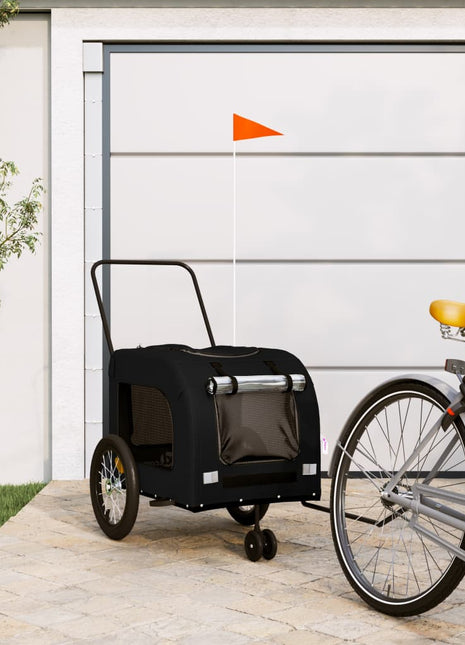 Hondenfietstrailer oxford stof en ijzer zwart