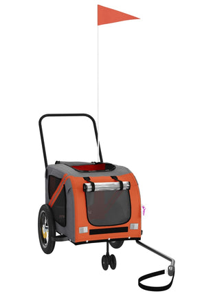 Hondenfietstrailer oxford stof en ijzer oranje en zwart