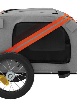 Hondenfietstrailer oxford stof en ijzer oranje en zwart