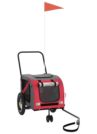 Hondenfietstrailer oxford stof en ijzer rood en zwart