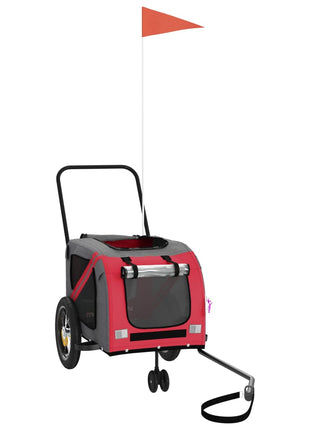 Hondenfietstrailer oxford stof en ijzer rood en zwart