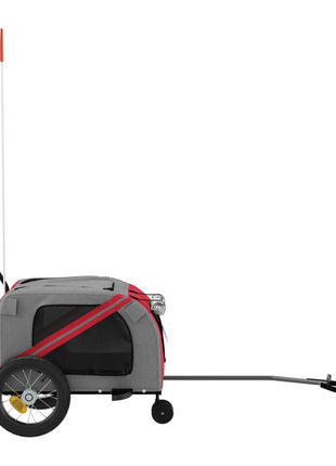 Hondenfietstrailer oxford stof en ijzer rood en zwart
