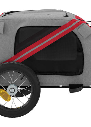 Hondenfietstrailer oxford stof en ijzer rood en zwart
