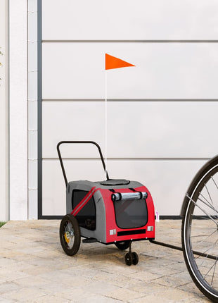 Hondenfietstrailer oxford stof en ijzer rood en zwart