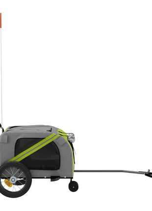 Hondenfietstrailer oxford stof en ijzer groen en zwart