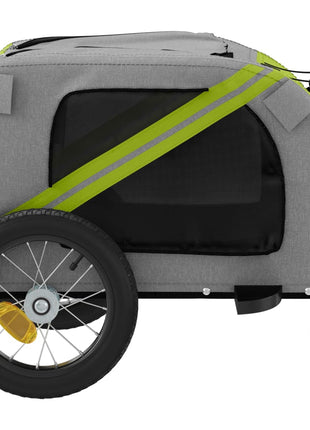 Hondenfietstrailer oxford stof en ijzer groen en zwart