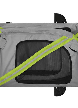 Hondenfietstrailer oxford stof en ijzer groen en zwart