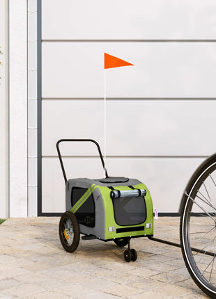 Hondenfietstrailer oxford stof en ijzer groen en zwart