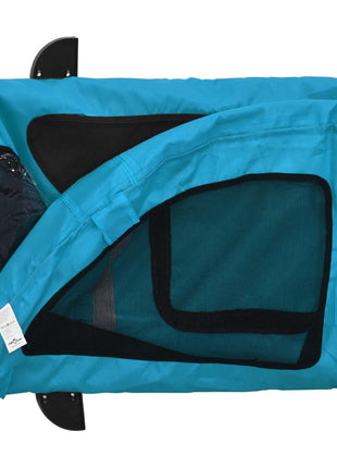 Hondenfietstrailer oxford stof en ijzer blauw
