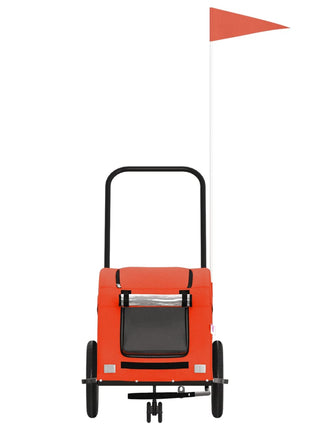 Hondenfietstrailer oxford stof en ijzer oranje en grijs