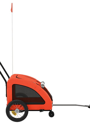 Hondenfietstrailer oxford stof en ijzer oranje en grijs