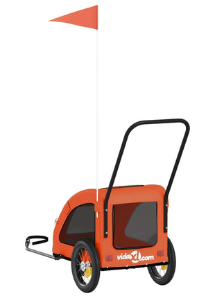 Hondenfietstrailer oxford stof en ijzer oranje en grijs
