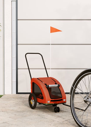Hondenfietstrailer oxford stof en ijzer oranje en grijs