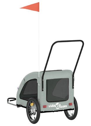 Hondenfietstrailer oxford stof en ijzer grijs