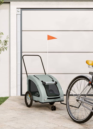 Hondenfietstrailer oxford stof en ijzer grijs