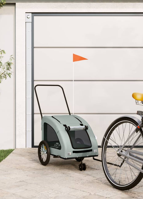 Hondenfietstrailer oxford stof en ijzer grijs