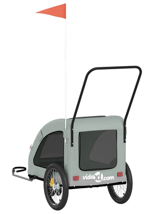 Hondenfietstrailer oxford stof en ijzer grijs