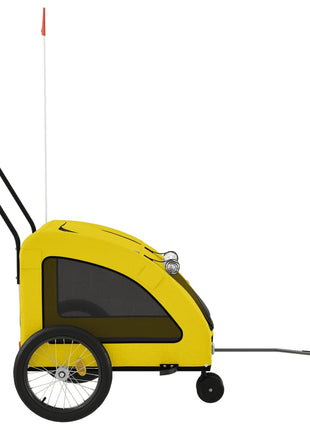 Hondenfietstrailer oxford stof en ijzer geel