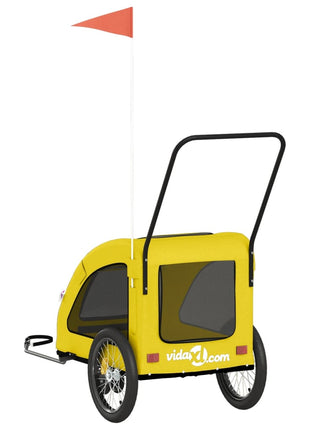 Hondenfietstrailer oxford stof en ijzer geel
