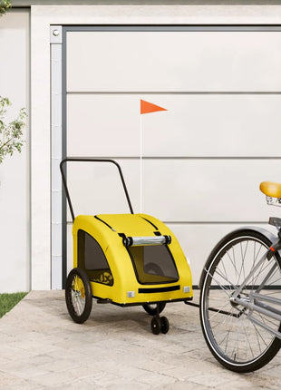 Hondenfietstrailer oxford stof en ijzer geel
