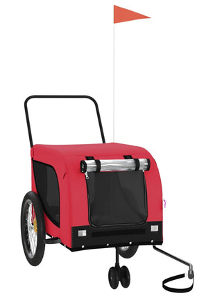 Hondenfietstrailer oxford stof en ijzer rood en zwart