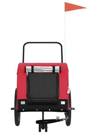 Hondenfietstrailer oxford stof en ijzer rood en zwart