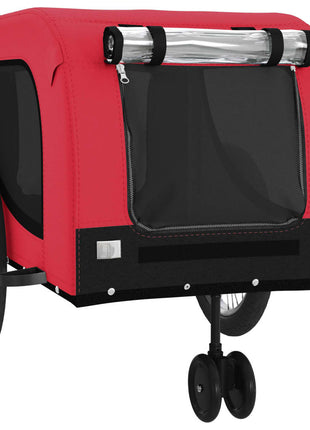 Hondenfietstrailer oxford stof en ijzer rood en zwart