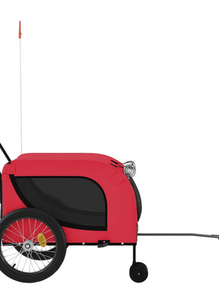 Hondenfietstrailer oxford stof en ijzer rood en zwart