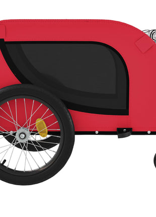 Hondenfietstrailer oxford stof en ijzer rood en zwart