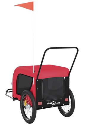 Hondenfietstrailer oxford stof en ijzer rood en zwart