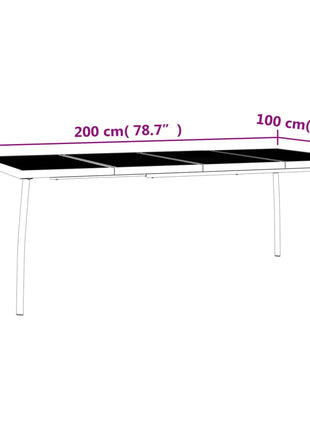Tuintafel 200x100x72 cm staalgaas antracietkleurig
