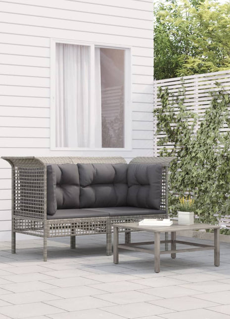 Tuinhoekbanken Met Kussens 2 St Poly Rattan Grijs