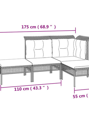 4-Delige Loungeset Met Kussens Poly Rattan Grijs
