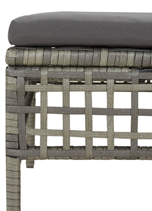 Tuinvoetenbank Met Kussen Poly Rattan Grijs
