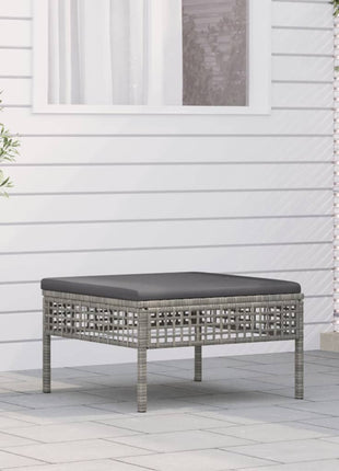Tuinvoetenbank Met Kussen Poly Rattan Grijs
