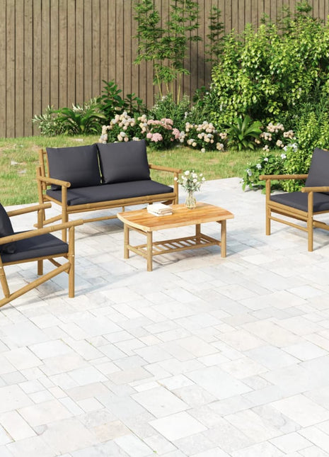 4-Delige Loungeset Met Kussens Bamboe