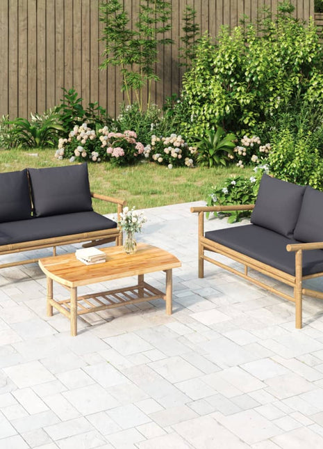 3-Delige Loungeset Met Kussens Bamboe