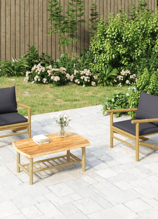 3-Delige Loungeset Met Kussens Bamboe