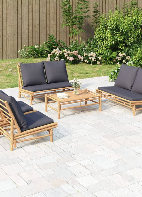5-Delige Loungeset Met Kussens Bamboe Wit