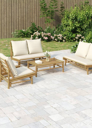 5-Delige Loungeset Met Kussens Bamboe Wit