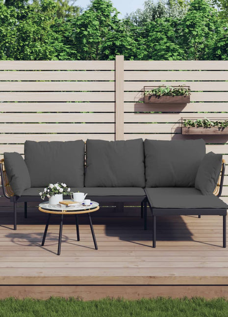 Loungeset Met Kussens Poly Rattan
