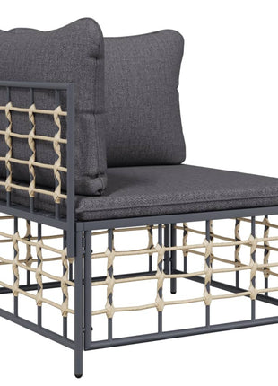 Tuinhoekbank Met Donkergrijze Kussen Poly Rattan