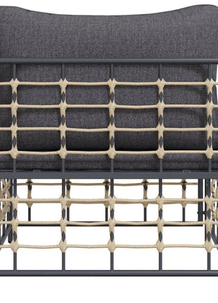 Tuinhoekbank Met Donkergrijze Kussen Poly Rattan