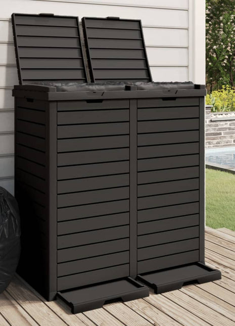 Vuilnisbak voor tuin 78x41x86 cm polypropeen zwart