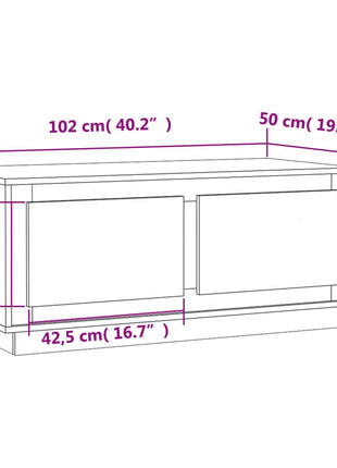Salontafel 102X50X44 Cm Bewerkt Hout Kleurig