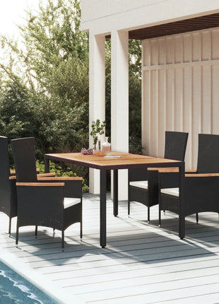 7-Delige Tuinset Met Kussens Poly Rattan Zwart