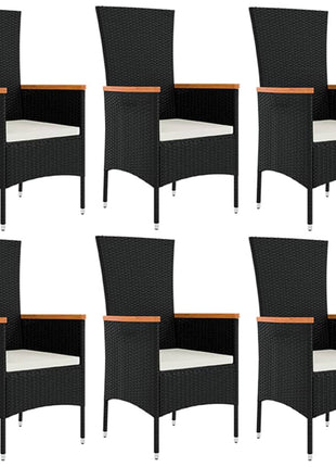 7-Delige Tuinset Met Kussens Poly Rattan Zwart