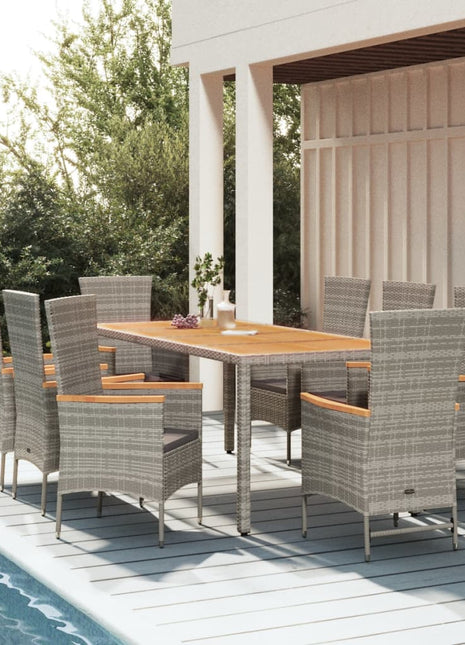 9-Delige Tuinset Met Kussens Poly Rattan Grijs