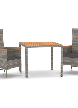 3-Delige Tuinset Met Kussens Poly Rattan Grijs