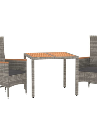 3-Delige Tuinset Met Kussens Poly Rattan Grijs